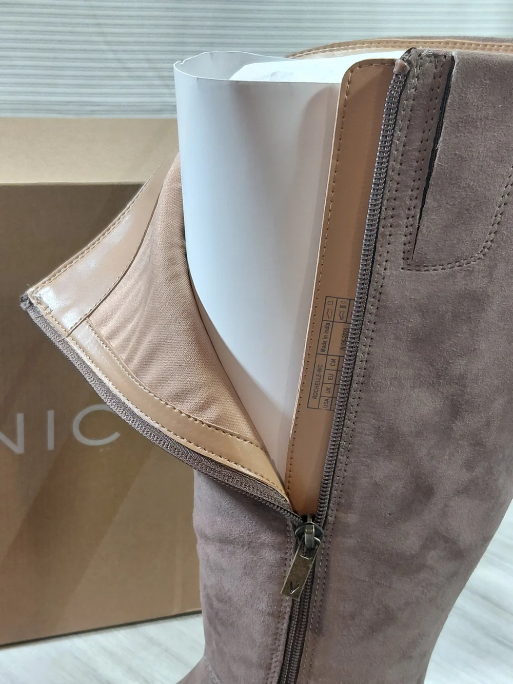 NEW Vionic Women's Rochelle Tall Knee High Taupe Brown Suede Leather Boots W8